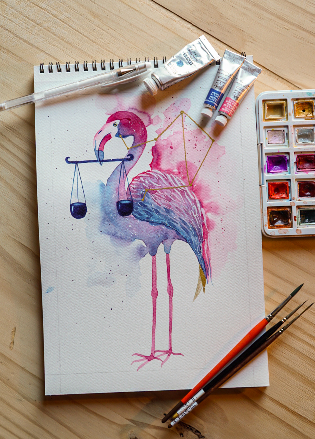Signe astrologique balance sous forme de flamand rose