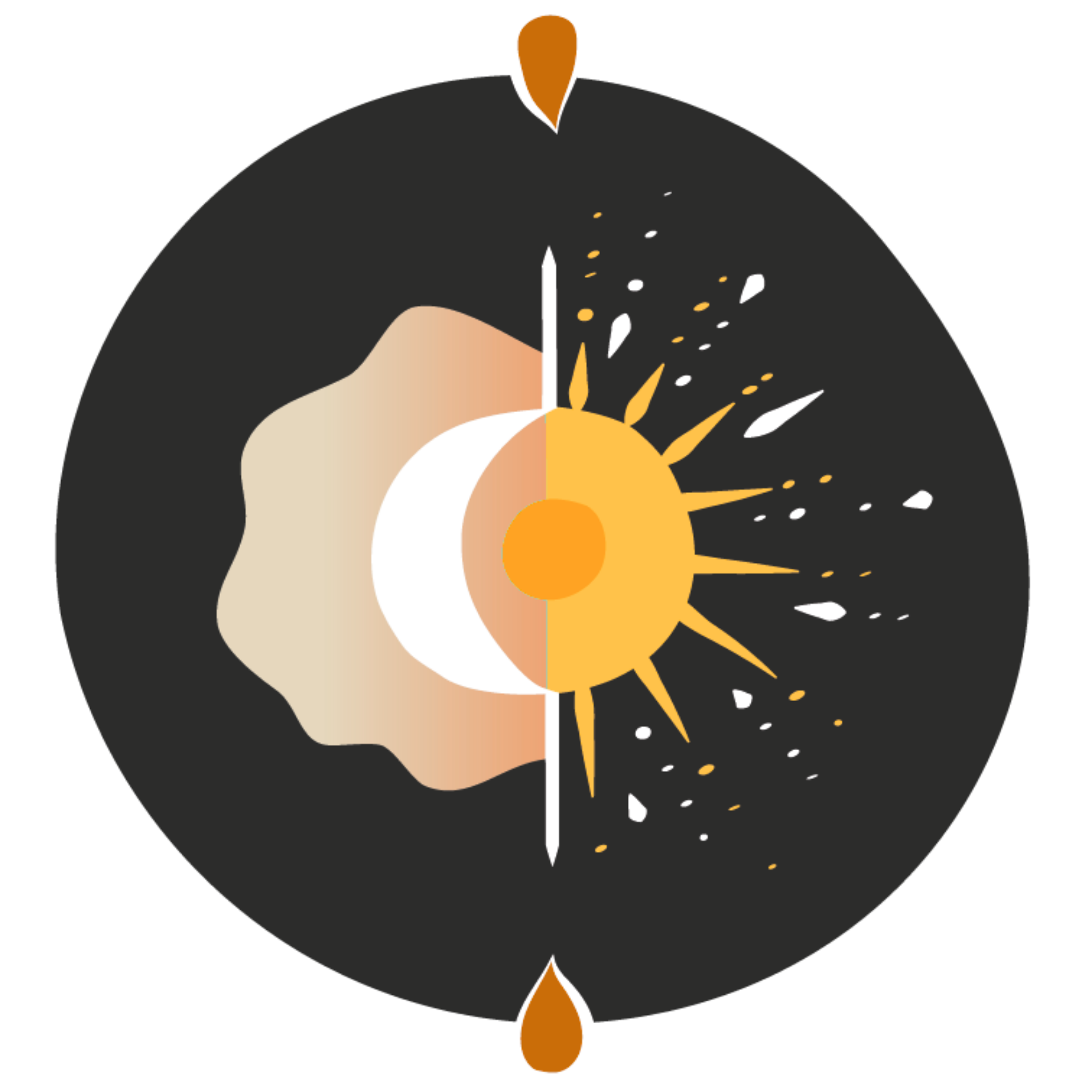 Logo soleil lune sur fond noir